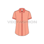 Womens cotton poplin short sleeve shirt flat sketch, front view