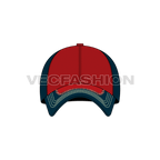 Cotton twill baseball cap, construction detail flat sketch, view 1