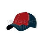 Cotton twill baseball cap, construction detail flat sketch, view 4