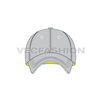 Cotton twill baseball cap, sporty flat sketch, view 1