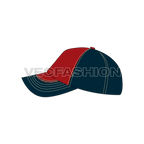 Cotton twill baseball cap, construction detail flat sketch, view 3