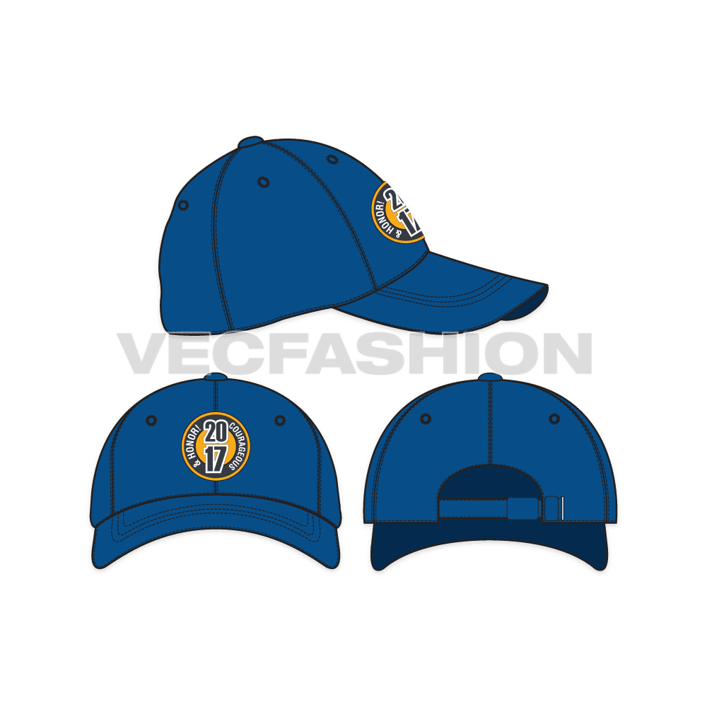 Cotton twill dad hat flat sketch, view 2