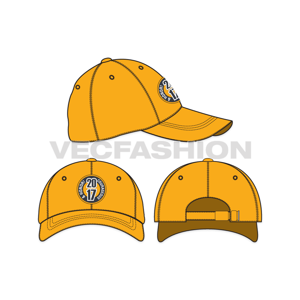 Cotton twill dad hat flat sketch, view 4