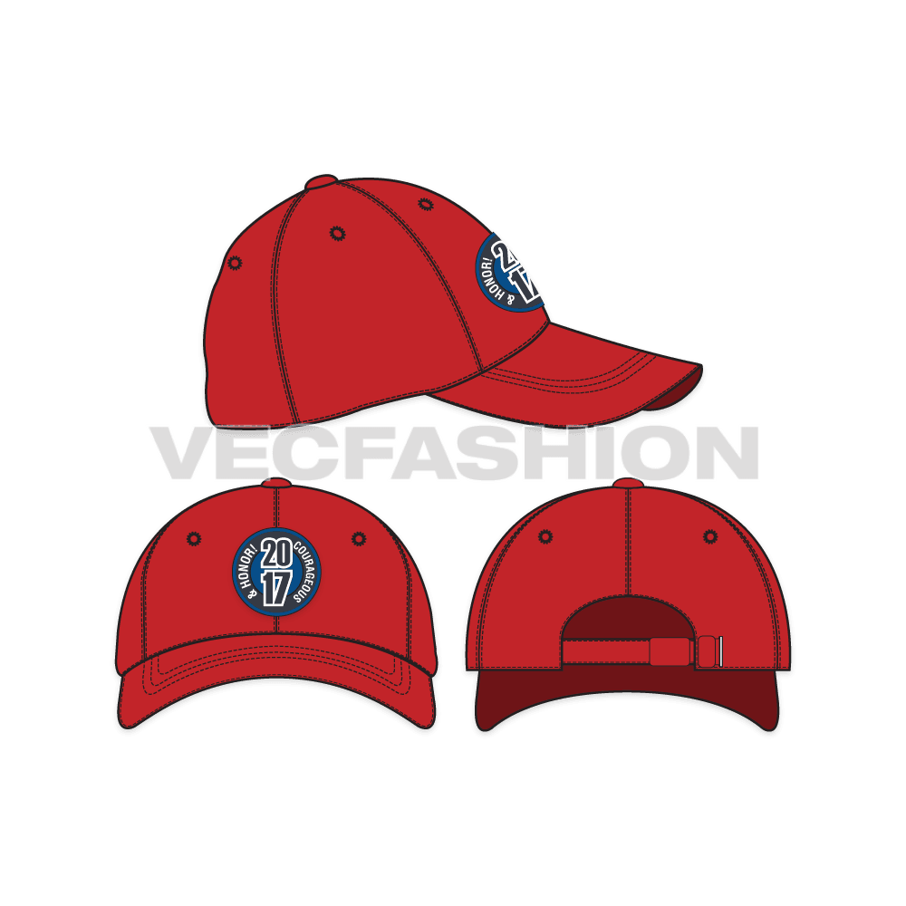 Cotton twill dad hat flat sketch, view 5