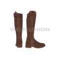 Cowboy style long boots flat sketch