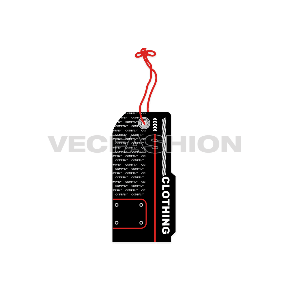 An editable illustrator vector template of Creative Garment Hang Tag. It has striking design with letters and other graphics. 