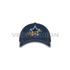 Denim baseball cap flat sketch, view 1