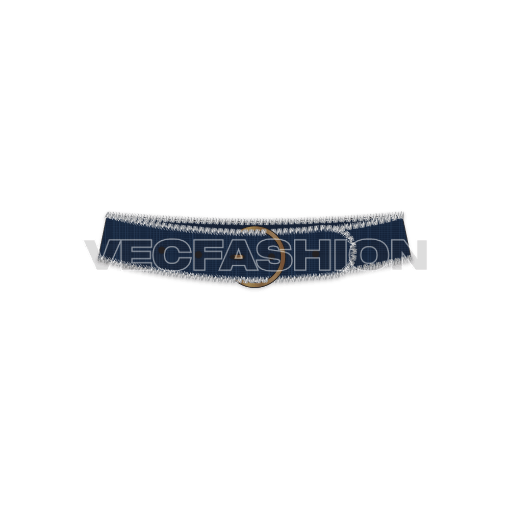 Denim belt with frayed edges flat sketch