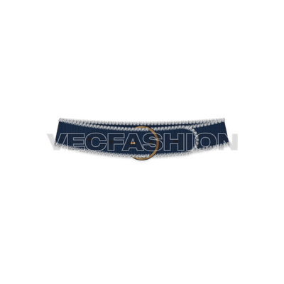 A detailed vector template for Denim Belt in Cross-hatched Denim Fabric Texture. This is a fashion accessory and can be used in Denim Wear or Streatwear Collections. It has a Big Metal Buckle, Frayed Edges Vector Brush and Vector Denim Fabric Texture.