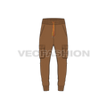 Mens cargo jogger pants flat sketch, front view