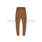 Mens cargo jogger pants flat sketch, front view