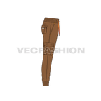 Mens cargo jogger pants flat sketch, side view