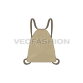 Drawstring backpack flat sketch, view 1
