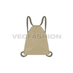 Drawstring backpack flat sketch, view 1