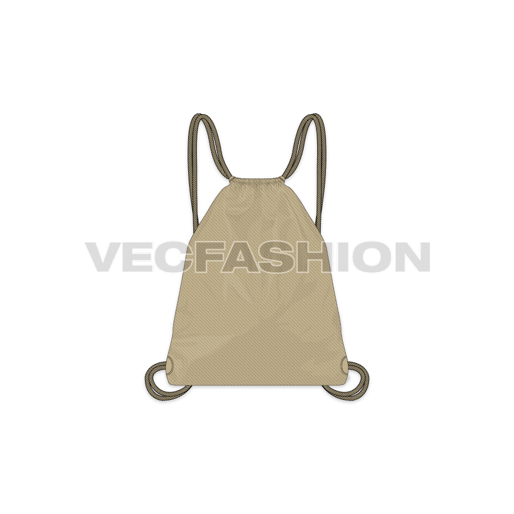 Drawstring backpack flat sketch, view 1