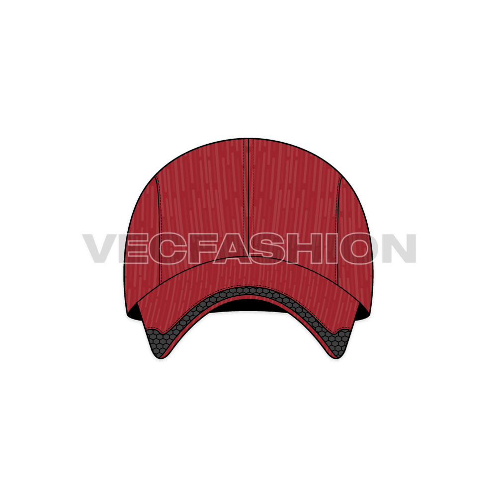 Dri fit sport baseball cap flat sketch, view 1