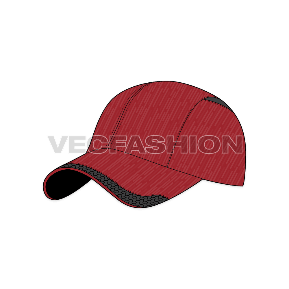 Dri fit sport baseball cap flat sketch, view 4