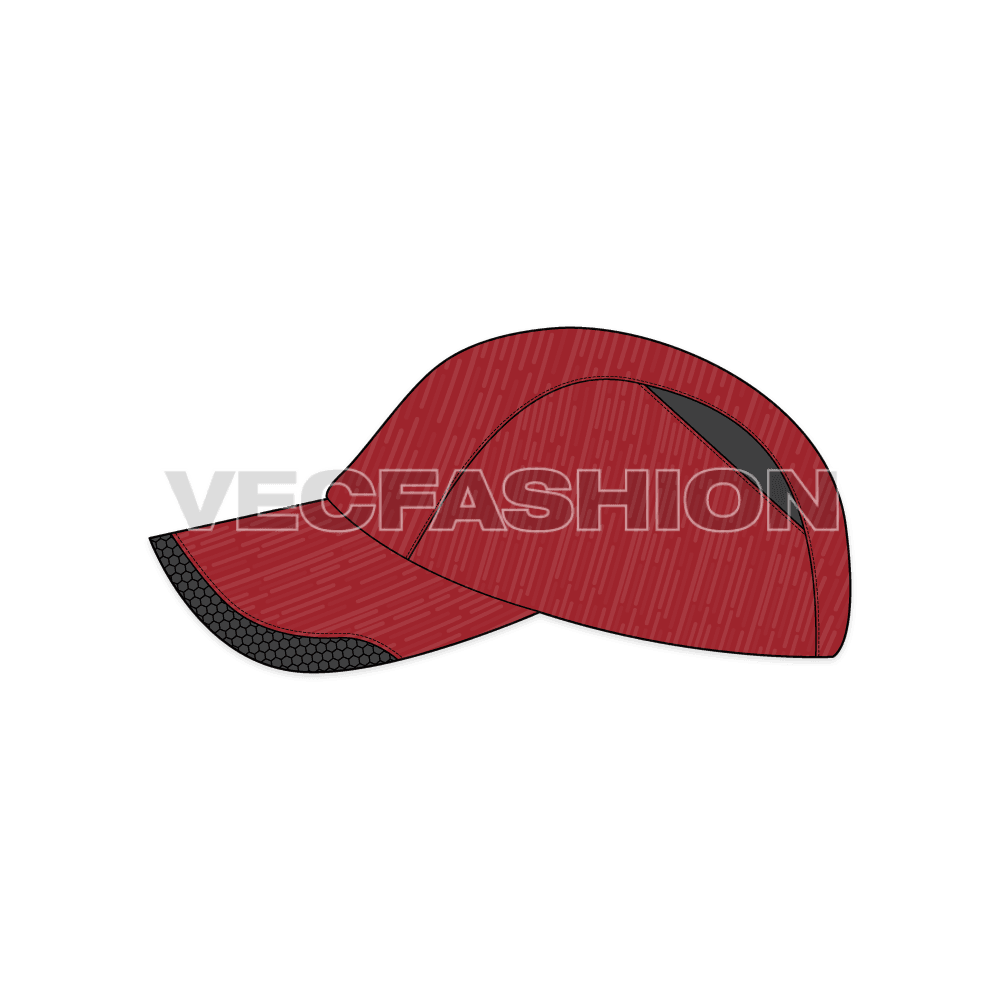 Dri fit sport baseball cap flat sketch, view 3