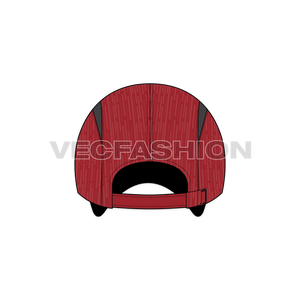 A fully editable illustrator cad sketch of Dri Fit Sport Baseball Cap. It is sketched in 4 views showing front, back, side and 3/4 view. 