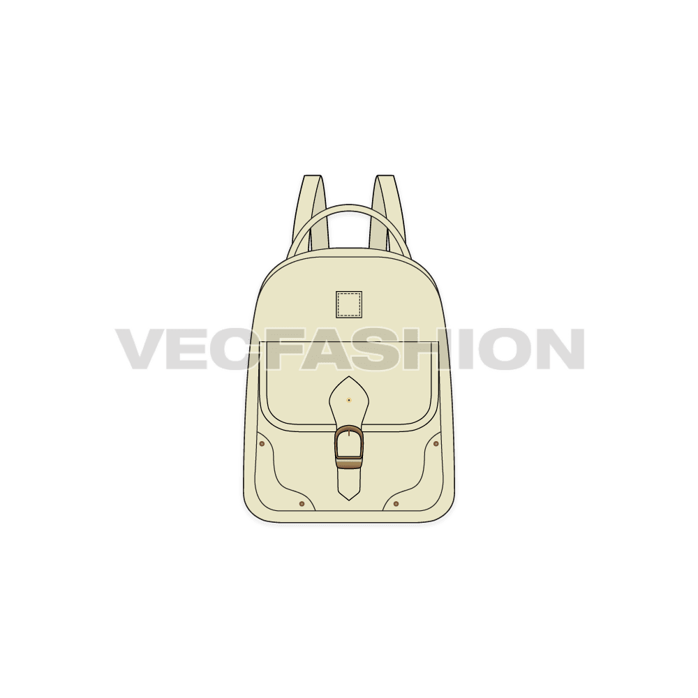 Everyday purpose backpack flat sketch, view 1