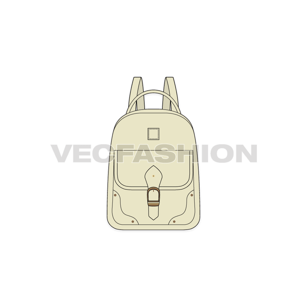 A fully editable fashion cad for Everyday Purpose Backpack. It is illustrated with front and side view. 