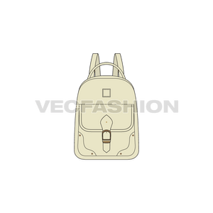 A fully editable fashion cad for Everyday Purpose Backpack. It is illustrated with front and side view. 