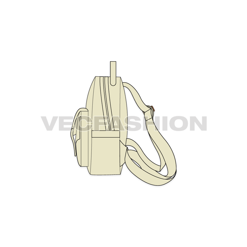 Everyday purpose backpack flat sketch, view 2