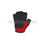 Fingerless pro sport leather gloves flat sketch, view 2