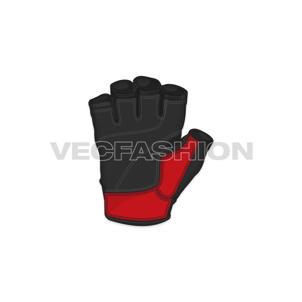 A fully editable new Premium Template of Fingerless Pro Sport Leather Gloves in Black color. This product is high in demand for various purposes and a much loved piece of Bikers and while Gym Training. This vector gloves is rendered for Leather and thick Poly Mesh textile.
