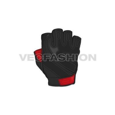 A fully editable new Premium Template of Fingerless Pro Sport Leather Gloves in Black color. This product is high in demand for various purposes and a much loved piece of Bikers and while Gym Training. This vector gloves is rendered for Leather and thick Poly Mesh textile.