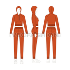 Fitness hoodie and drop crotch pants flat sketch, on croqui