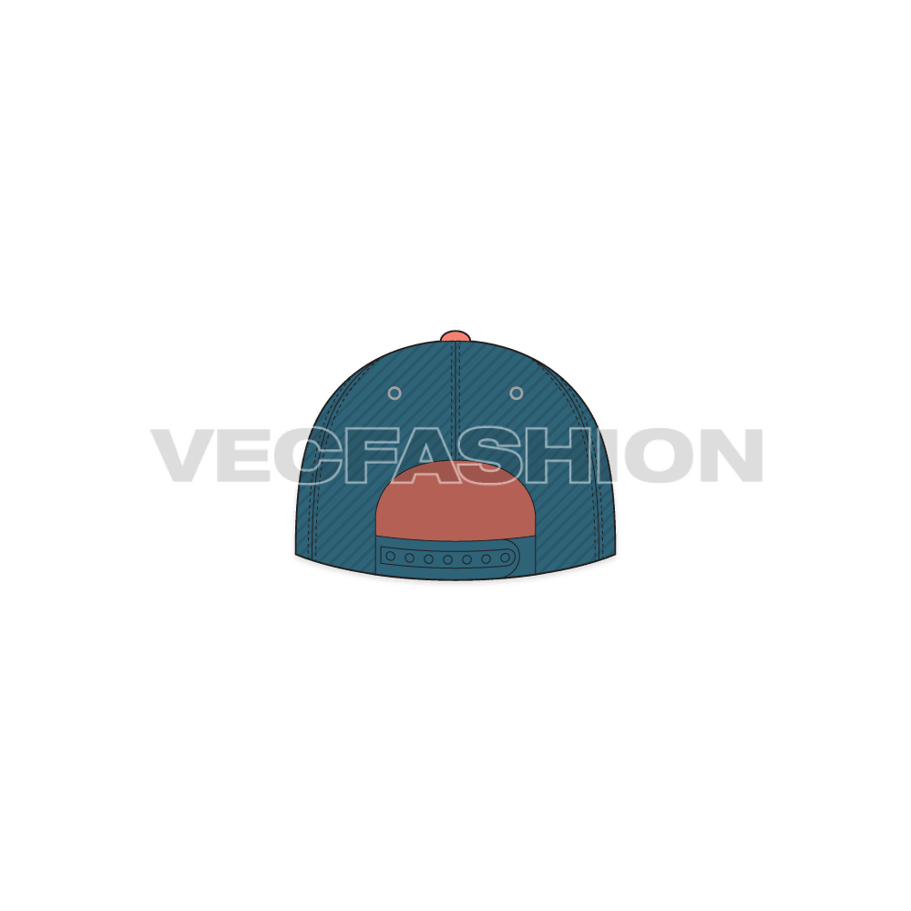 Flat peak snapback hat flat sketch, view 4