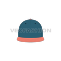 Flat peak snapback hat flat sketch, view 1
