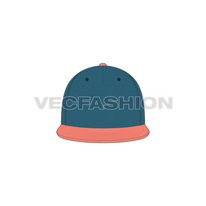 A simple but detailed vector fashion flat of all time classic Flat Peak Snapback Hat. This is designed in stone grey color with a contrast color Brim in dull blue grey shade. This vector template of a Snapback Cap also fits in Hats category, and is very popular among American Baseball Players and even for casual wearing. 