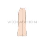 Floor length bell shaped skirt flat sketch, side view