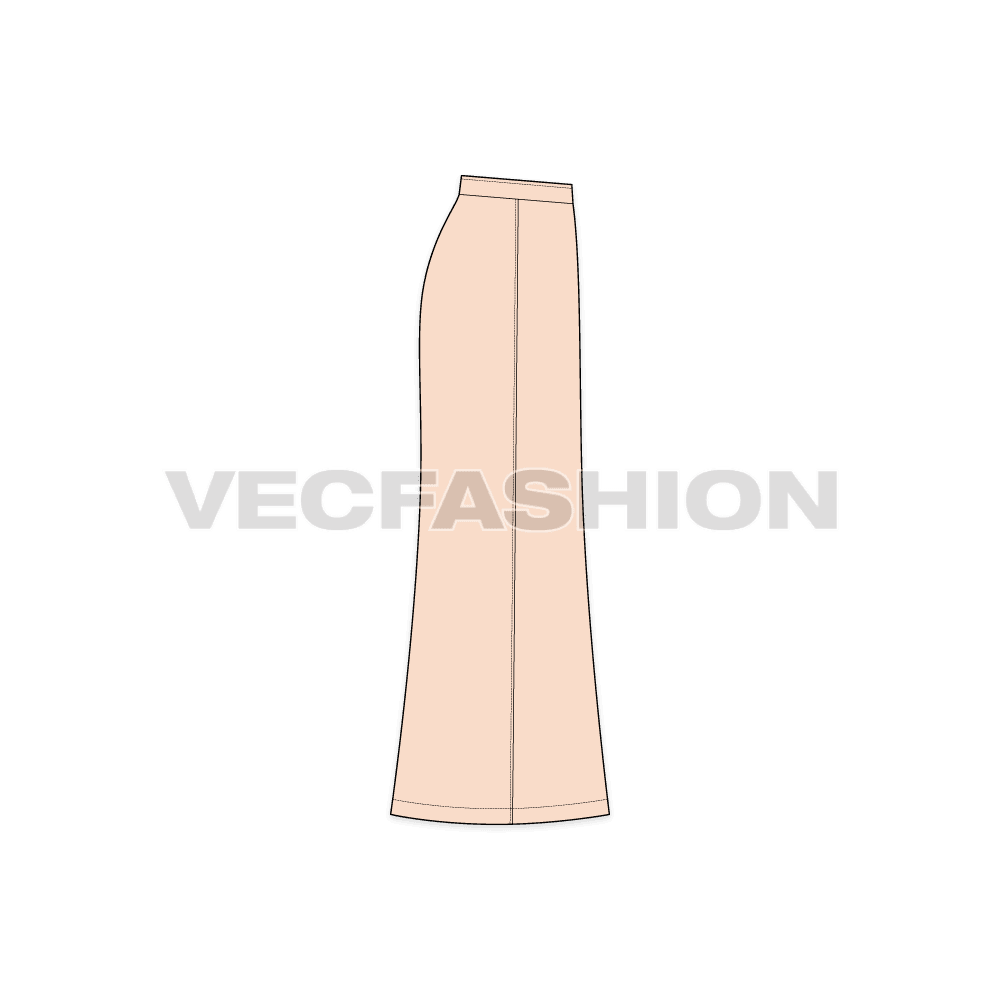 A vector template of Women's Floor Length Bell Shaped Skirt. It is a simplified fashion flat also called as Black & White Sketches.