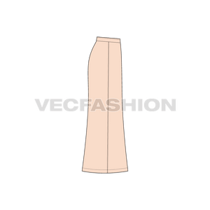 A vector template of Women's Floor Length Bell Shaped Skirt. It is a simplified fashion flat also called as Black & White Sketches.