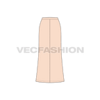 Floor length bell shaped skirt flat sketch, back view
