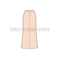 Floor length bell shaped skirt flat sketch, front view