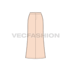 Floor length bell shaped skirt flat sketch, front view