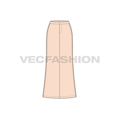 A vector template of Women's Floor Length Bell Shaped Skirt. It is a simplified fashion flat also called as Black & White Sketches.