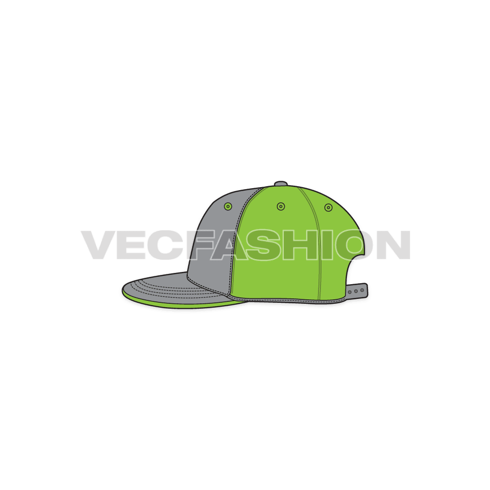 Game snapback hat flat sketch, view 2