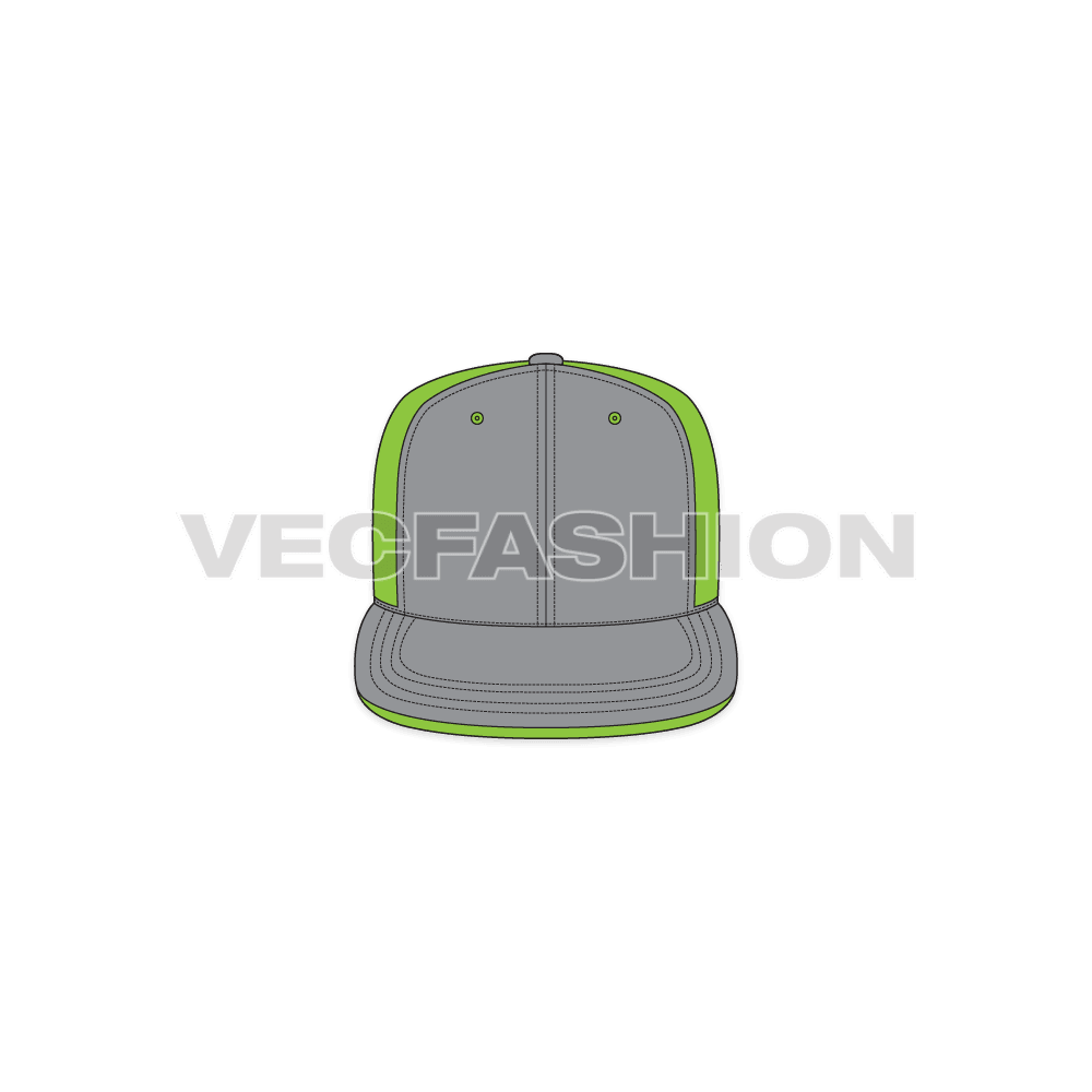 Game snapback hat flat sketch, view 1