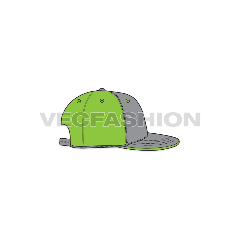 Game snapback hat flat sketch, view 4