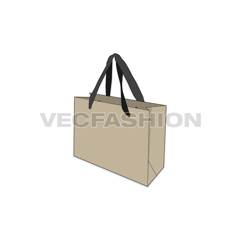 Garment shopping bag flat sketch