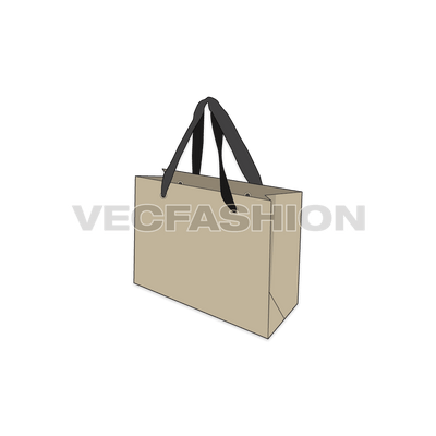 A vector illustrator cad for Garment Shopping Bag. It is colored in Khaki with dark grey straps. You can add your text or add your branding on it.