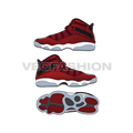 Hi top sneakers, jordan 6 rings style flat sketch