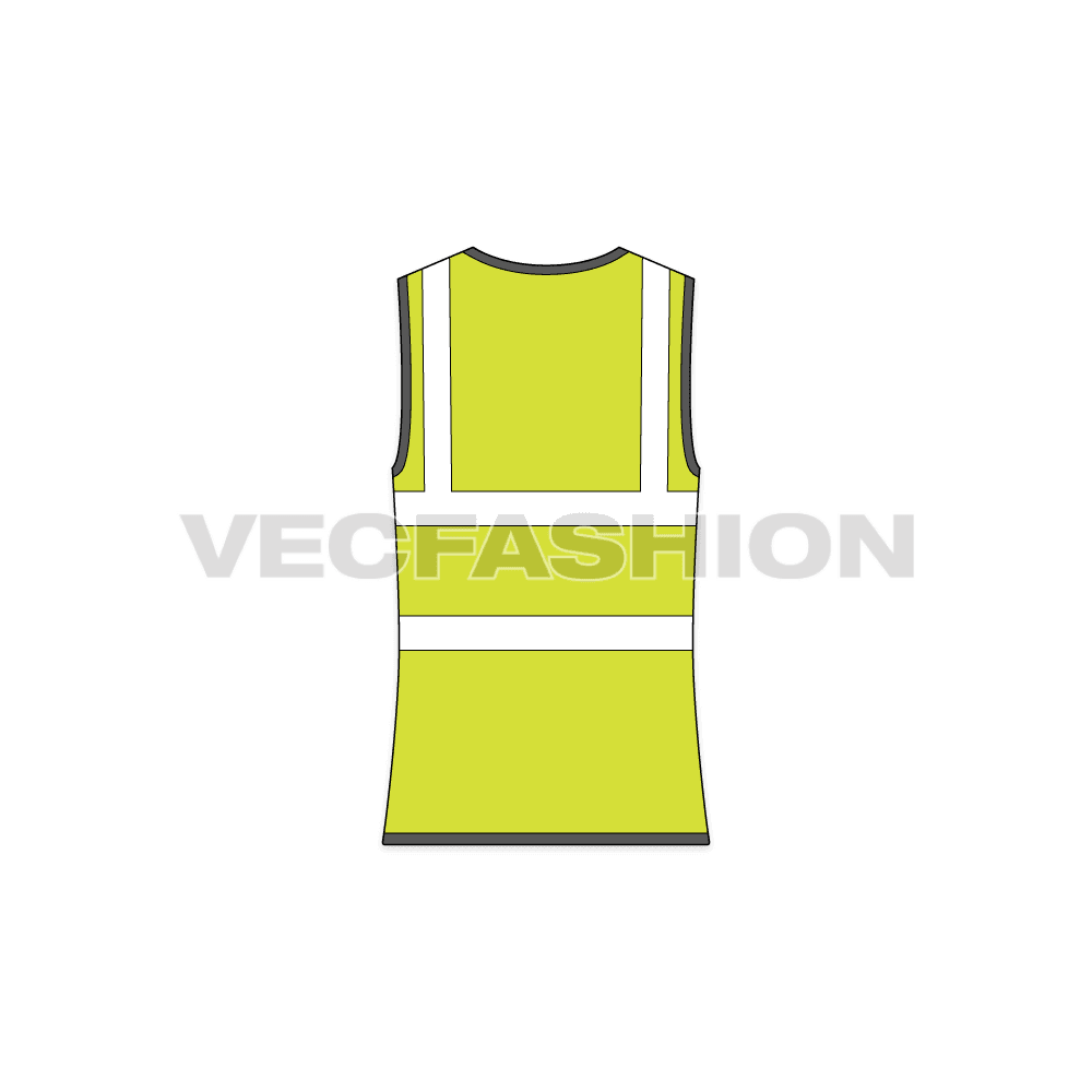 Hi-visibility safety vest flat sketch, back view