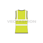 Hi-visibility safety vest flat sketch, back view