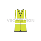 Hi-visibility safety vest flat sketch, front view